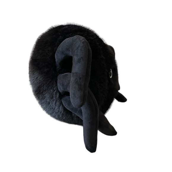 Cynthia Rowley Halloween Spider Pillow Black Faux Fur Spooky NEW - Picture 3 of 7